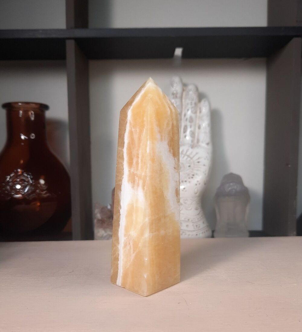 Orange Cream Calcite Crystal Tower